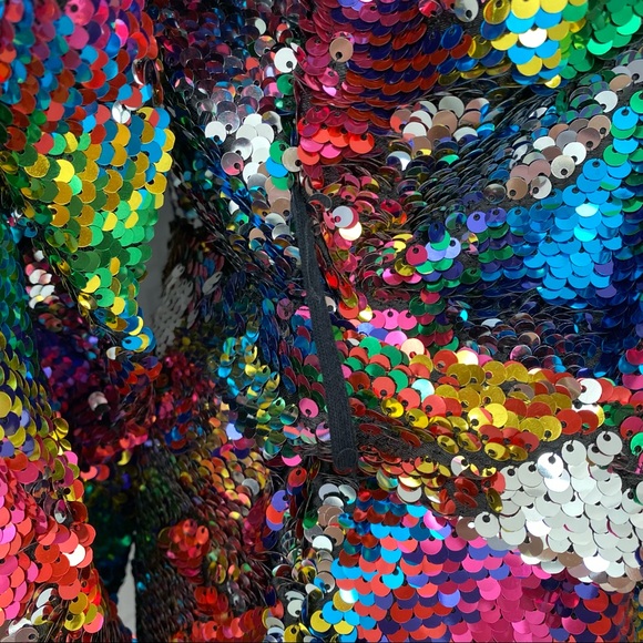 Zara Multi-Colored Rainbow Flip Sequins Dress - Picture 4 of 17